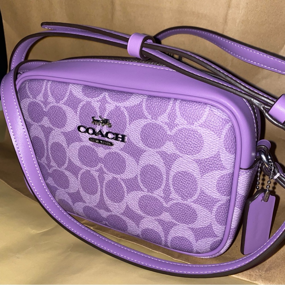 Coach 💜 signature iris mini Jamie Crossbody purse New - Picture 13 of 13